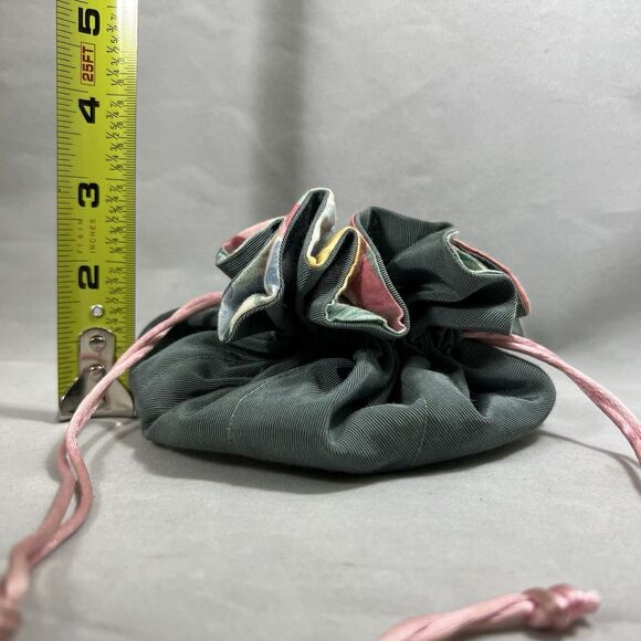 Vintage  Jewelry Organizer 8 Pockets Travel Case Drawstring Bag Floral Pink - Picture 7 of 10